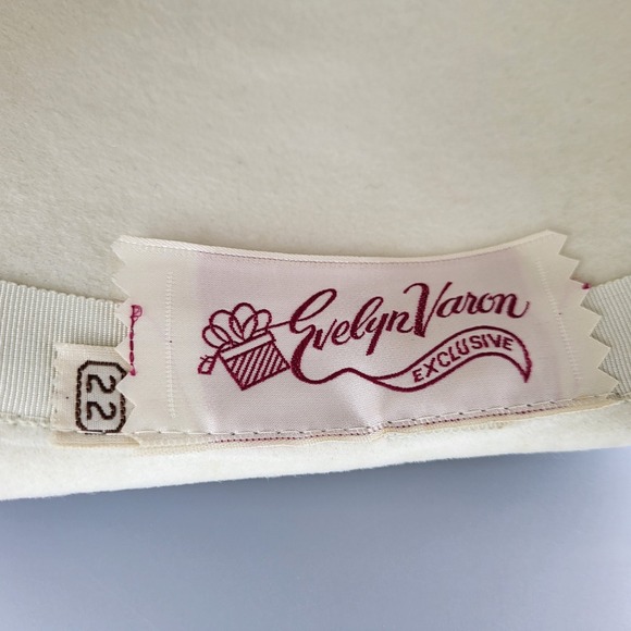 Evelyn Varon Exclusive White Genuine Fur Felt Hat 22 Merrimac Union Made w/ Box - Picture 7 of 12